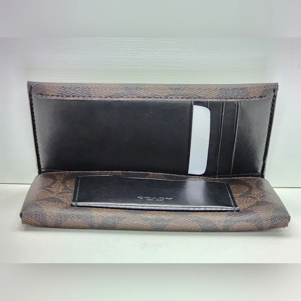 Coach Men's Leather/Coated Canvas Universal Phone Wallet *Brown/Black* NWOT